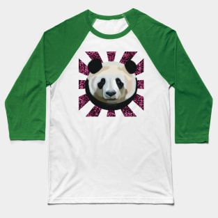 Striking Panda bear on Pink Random Spotted patterned sun rays Baseball T-Shirt